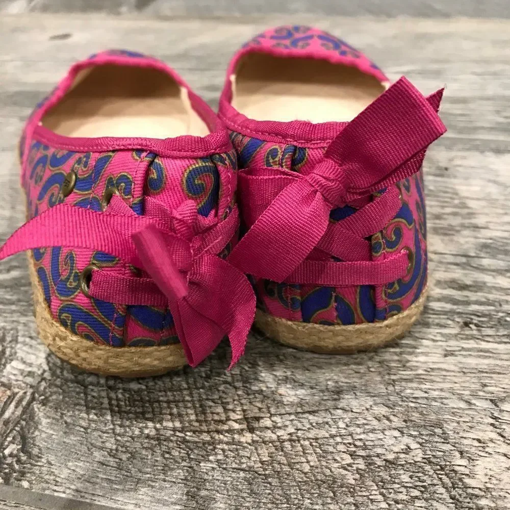 UGG Pink Canvas Indah Indahmara Lace Back Flats‎